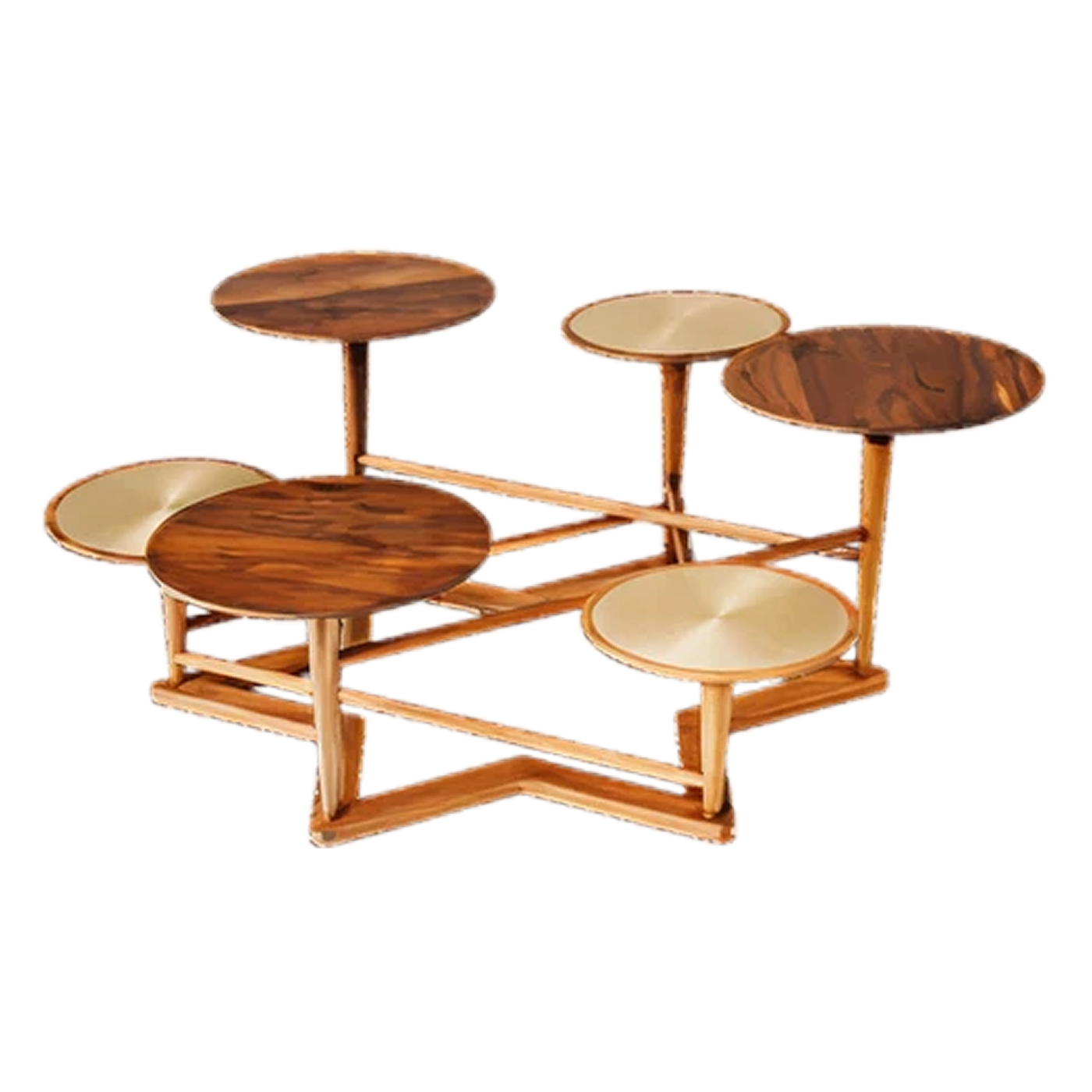 Bloom Center Table  (wood + brass)